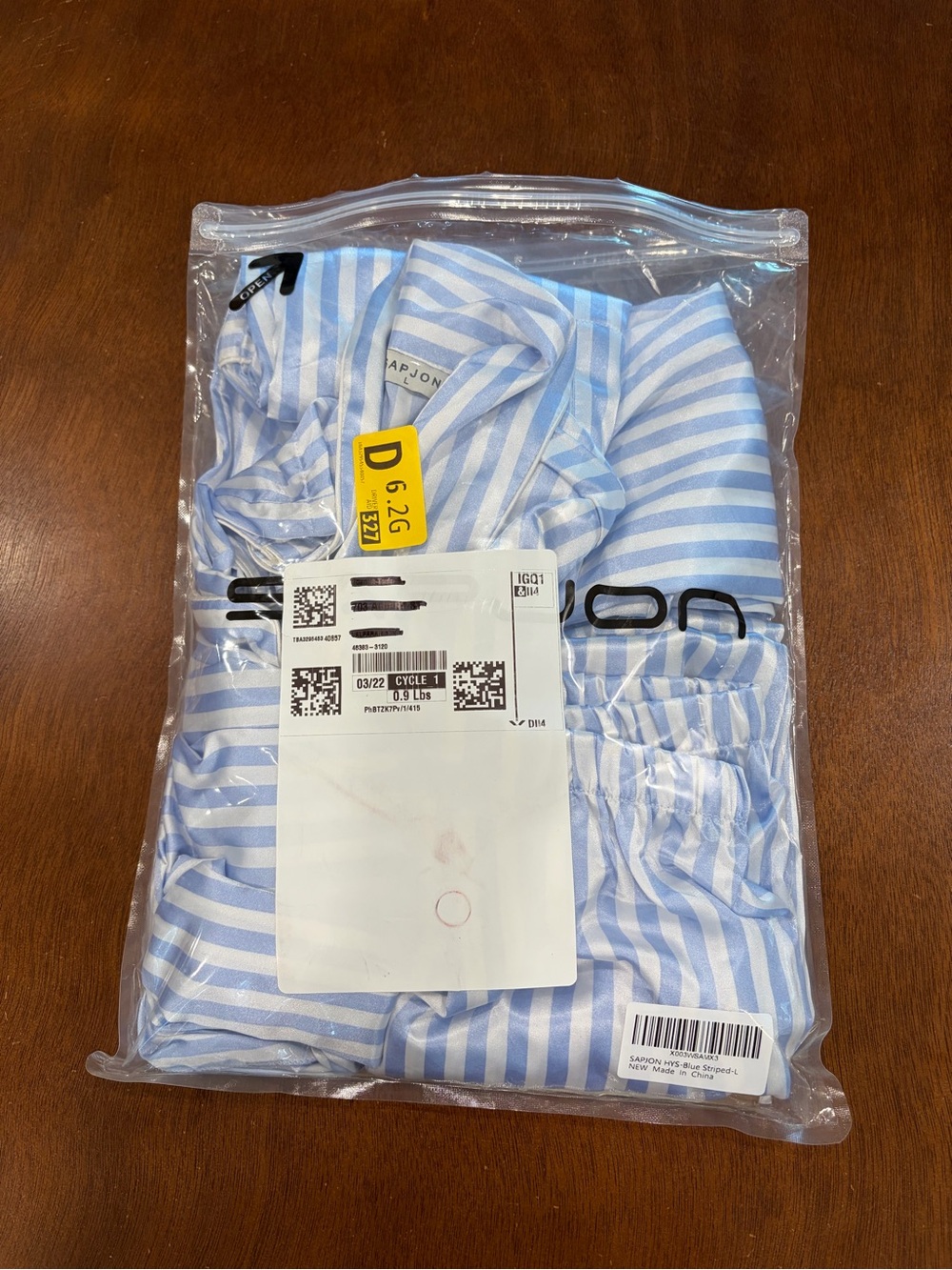 Amazon Light Blue & White Striped 4-Piece Women's Pajama Set - Picture 6 of 6
